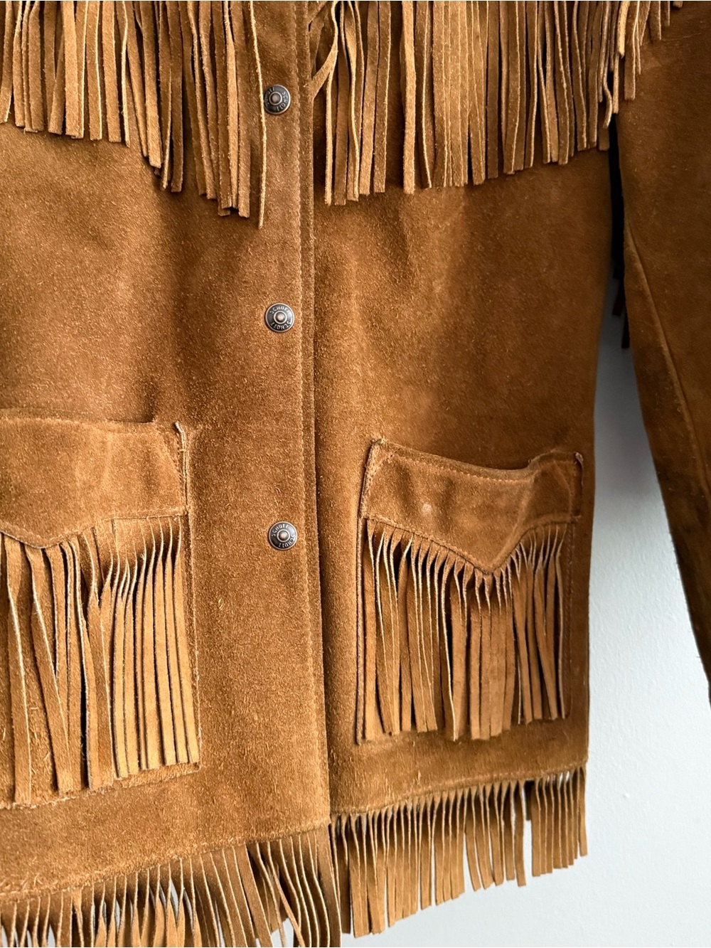 1970s Vintage Schott NYC Brown Suede Western Fringe Jacket Women’s Small - Picture 5 of 10
